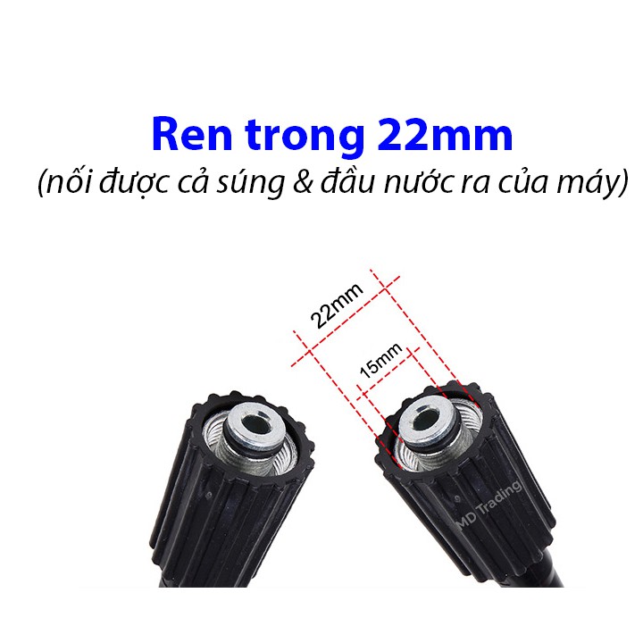 DÂY CAO ÁP 7M,15M,30M - Ống dây cho máy bơm xịt rửa áp lực cao - Ren trong 22mm - Phụ kiện máy rửa xe