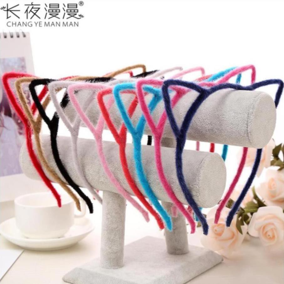 Bờm tai mèo bọc nhung cao cấp(màu đen) 3095