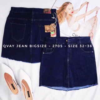 Váy quần jean giãn xanh đậm Bigsize