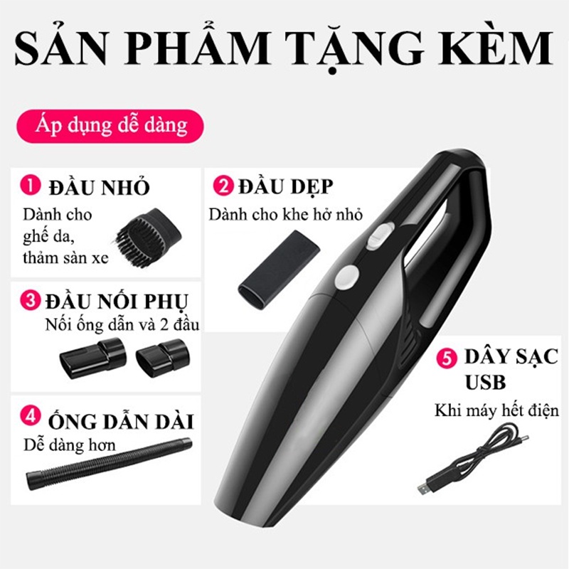 Máy Hút Bụi Cầm Tay Mini Không Dây Cho Gia Đình, Văn Phòng và Máy Hút Bụi Có Dây Cho Ô Tô