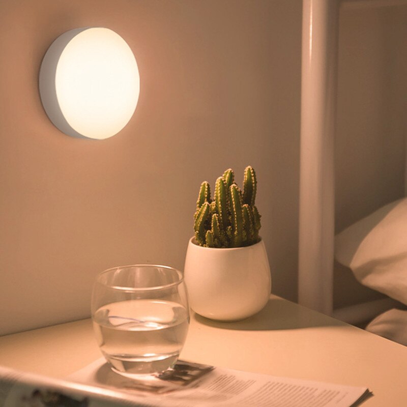 LED Night lights, white shell, white/ warm lighting, Wireless smart touch switch wall lamp, for cabinet stairs corridor night light, Use AAA battery power, 0.6W【YXC】