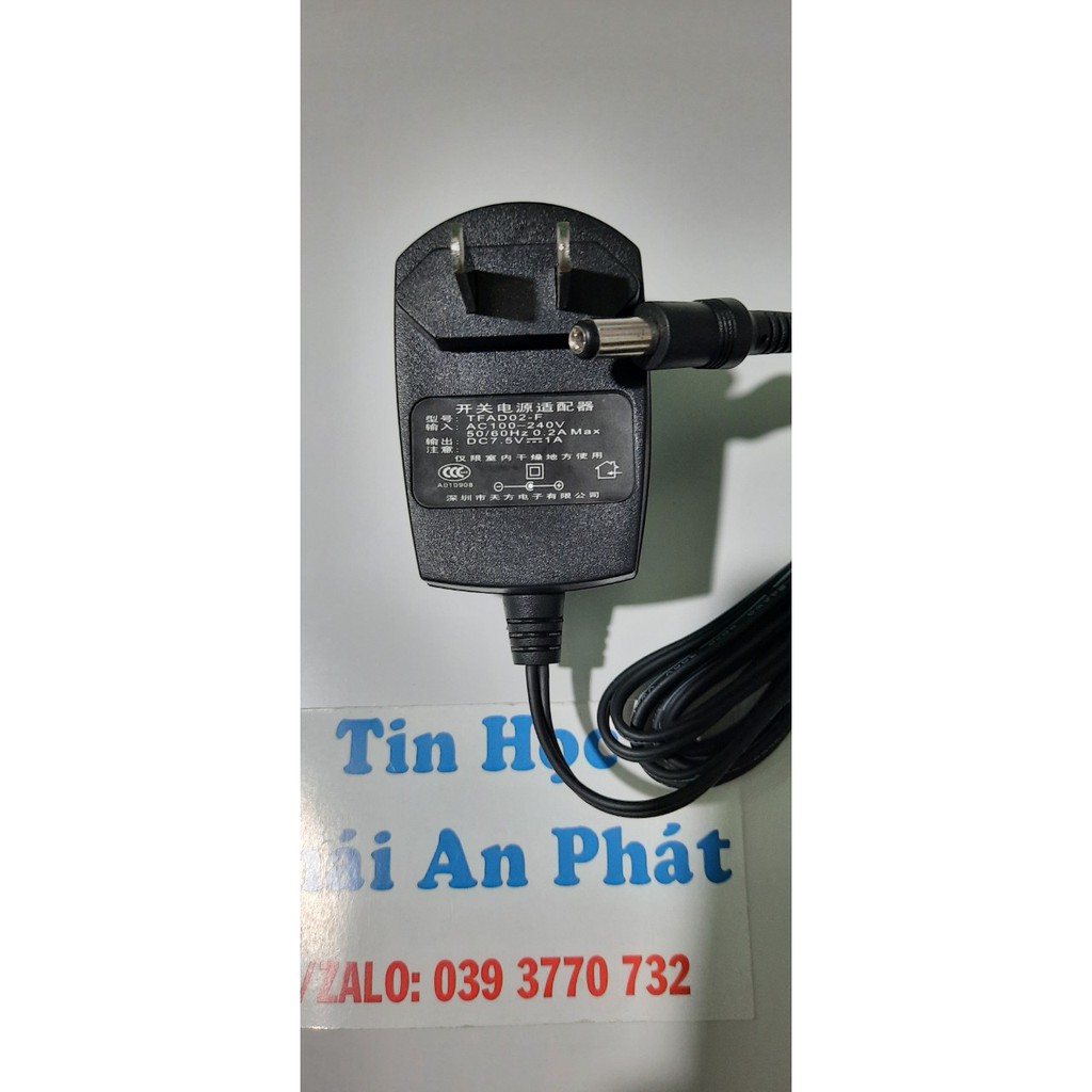 Adapter 7.5V-1A đầu lớn (5.5mm*2.1mm~2.5mm),hàng Zin chất lượng.
