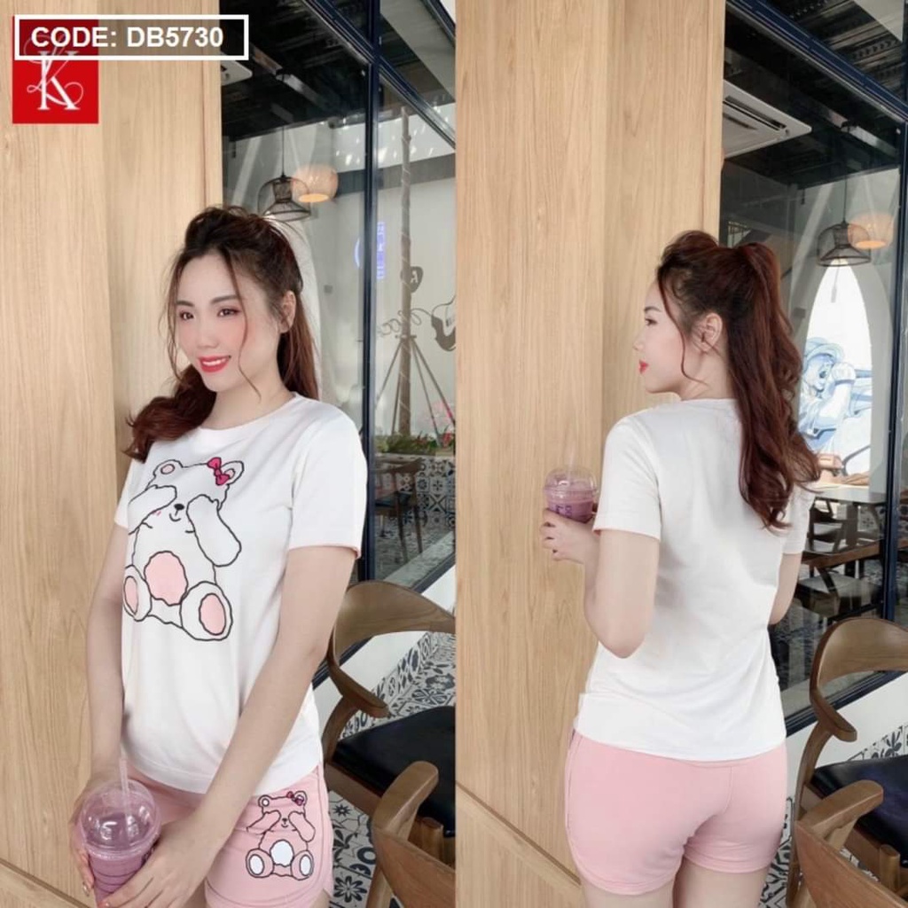 Đồ bộ nữ vải cotton ép hình dễ thương mềm mại thoáng mát không xù không chùn | BigBuy360 - bigbuy360.vn