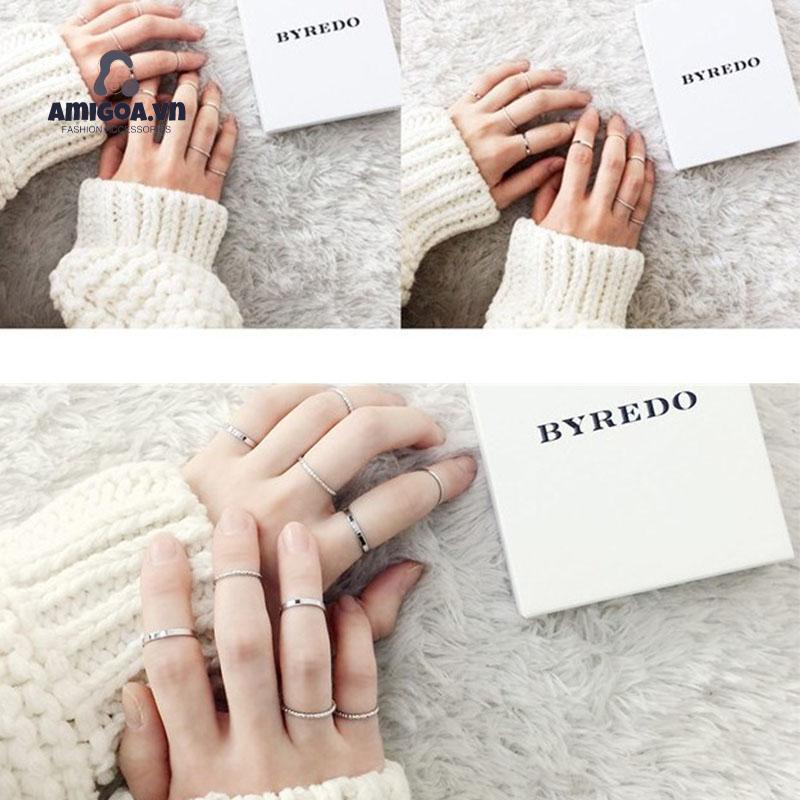 ✨✨Bộ 10 Nhẫn Kim Loại Phong Cách Punk Đơn Giản