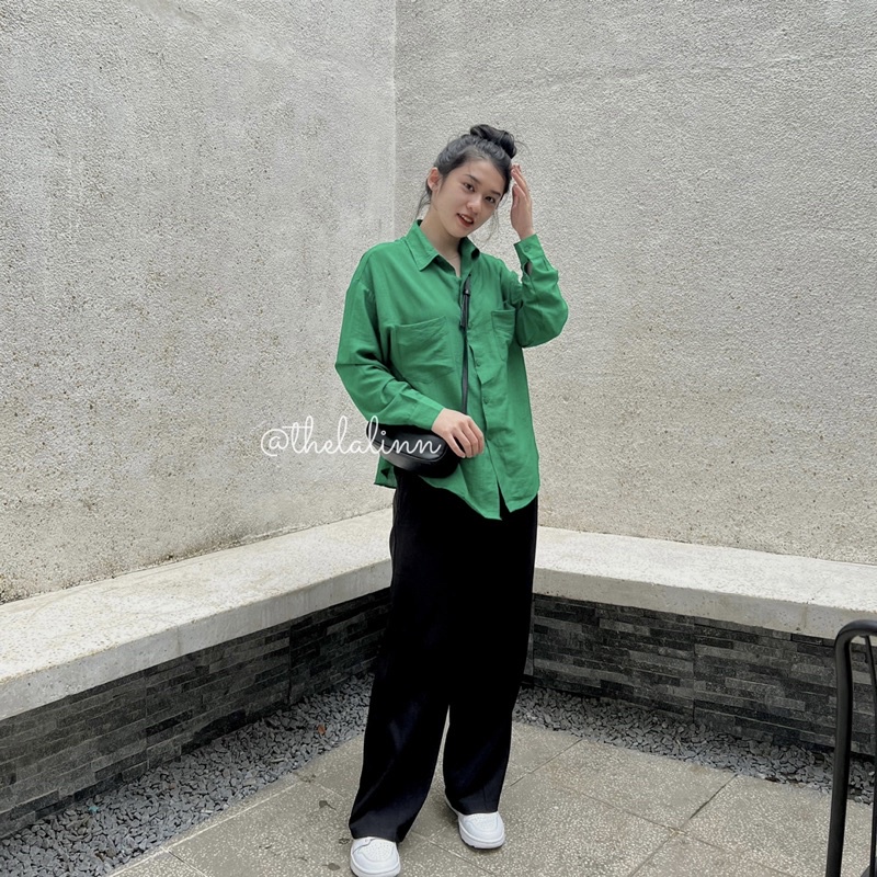 [ ẢNH THẬT ] Sơ mi đũi nhăn mềm / thelalinn