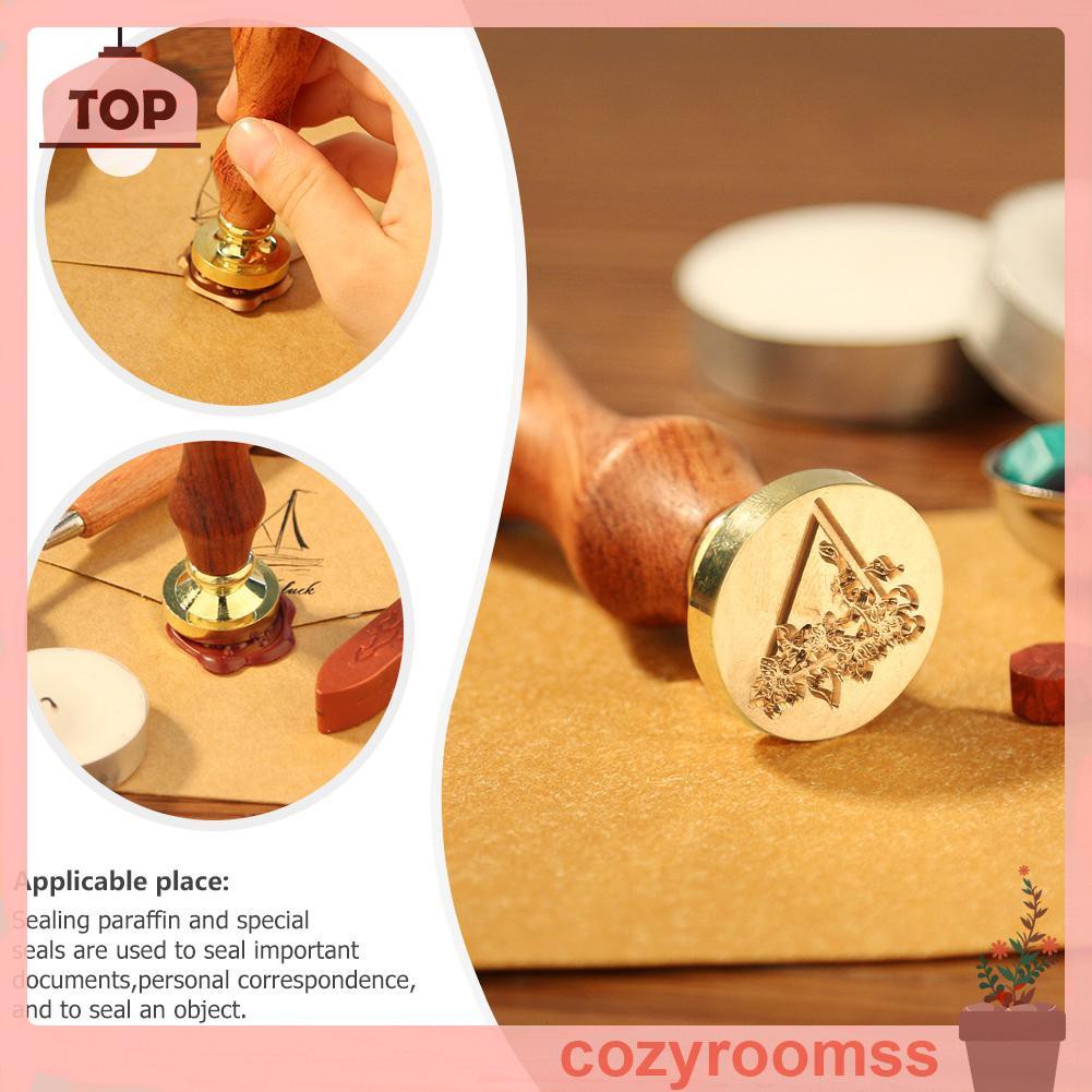 Sáp Retro Plant Pattern Wax Seal Stamps Wooden Handle Sealing Wax DIY Crafts