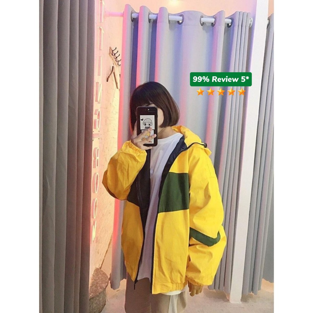 Áo khoác dù có nón KD8 sọc ngang lớn, chống thấm nước, chất liệu dù cao cấp, form unisex Hàn Quốc