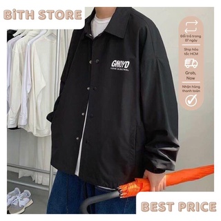 Áo Khoác Dù Nam Nữ GMOYD Cổ Bẻ, Áo Khoác Sơ Mi Nút Bấm In Mặt Cười