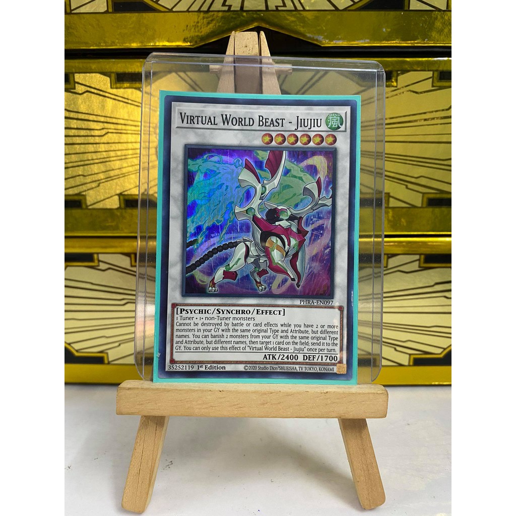 [ Dưa Hấu Yugioh ] Lá bài thẻ bài Virtual World Beast - Jiujiu - Super Rare - Tặng bọc bài nhựa bảo quản