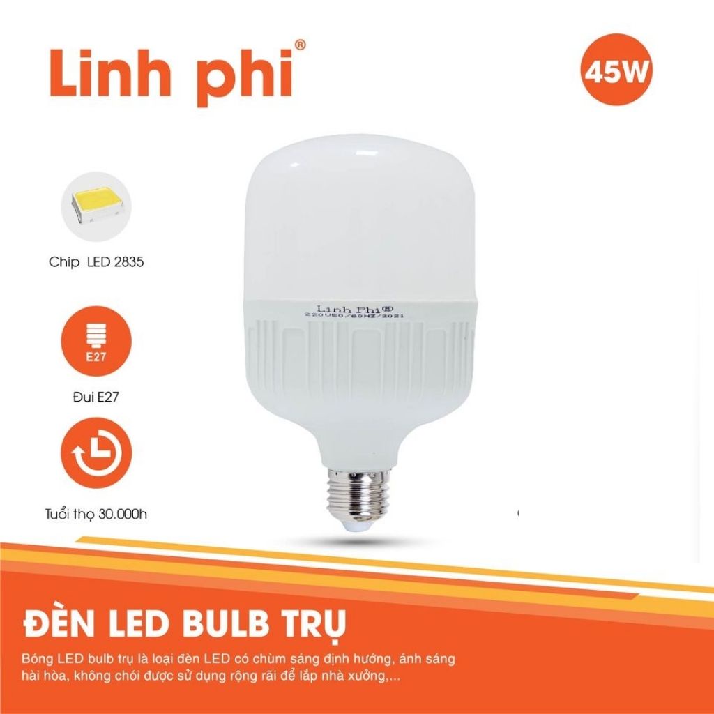 Bóng Đèn Led Trụ Nhựa LINH PHI Siêu Tiết Kiệm Điện Năng, Led Trụ Ánh Sáng Thực Công Suất Lớn