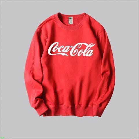 Coca Cola Áo Khoác Sweater Cổ Tròn Phối Nhung In Hình Coca Cola Dễ Thương