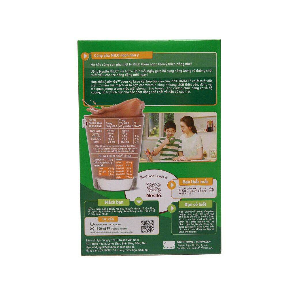 Bột thức uống lúa mạch Nestle Milo Active Go hộp 285g