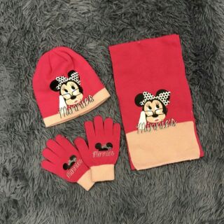 Set khăn mũ len bé trai bé gái Disney