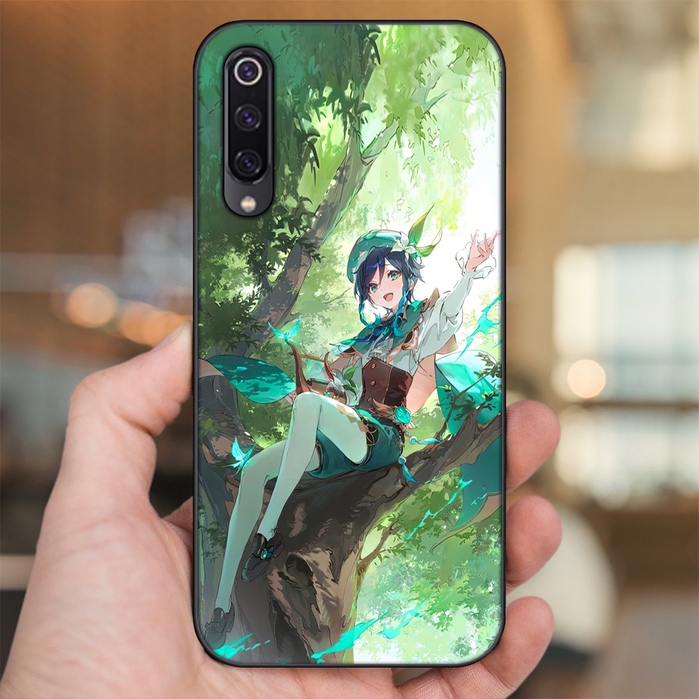 Ốp lưng Xiaomi Mi 9, Mi 9 SE viền đen in hình Venti Genshin Impact