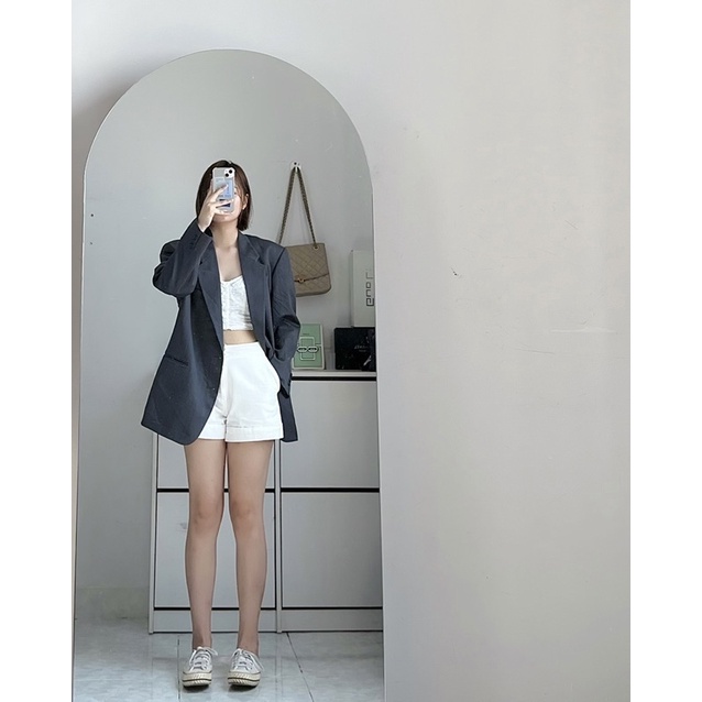 Blazer form rộng unisex có đệm vai mút đệm