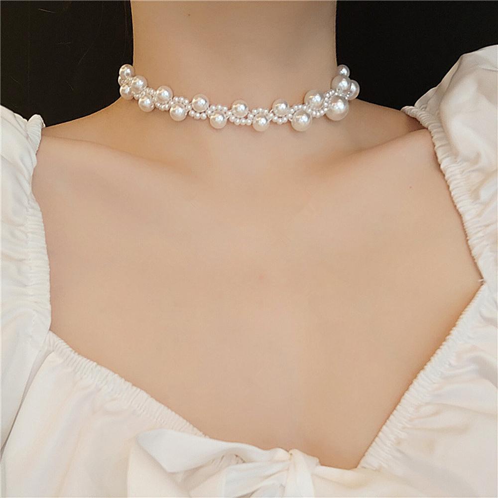 ANEMONE Vòng Cổ Choker Đính Ngọc Trai Nhân Tạo Thời Trang