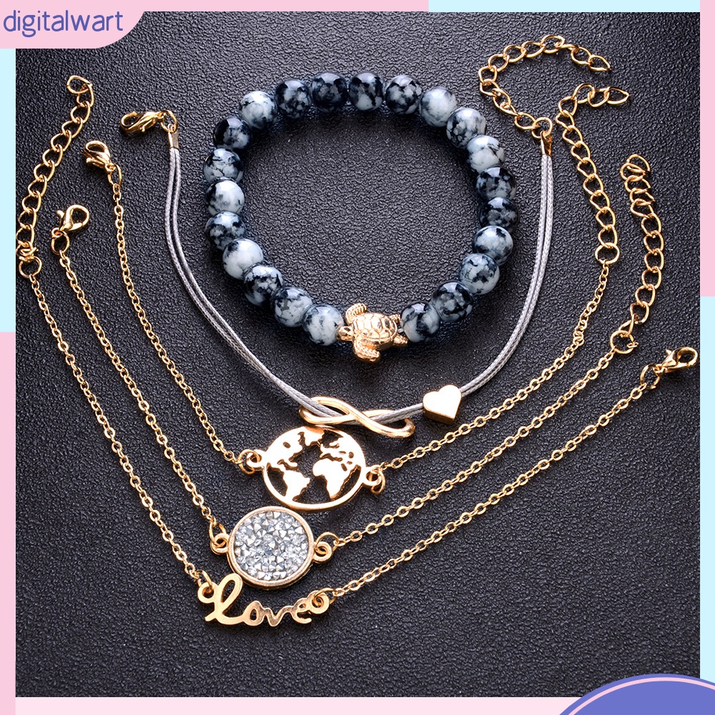 Set 4 / 5 vòng tay chuỗi hạt nhiều lớp thời trang cho nữ