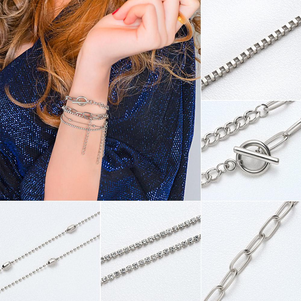 Set 5 Vòng Tay Dây Kim Loại Mạ Điện Dạng Xoắn