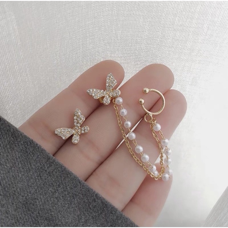 1 ĐÔI khuyên vành xỏ kẹp đá