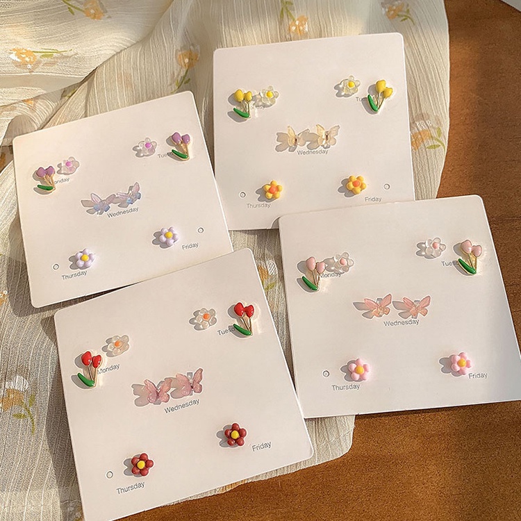 Đôi khuyên tai AY hình hoa/ bướm xinh xắn thời trang Hàn Quốc cho nữ