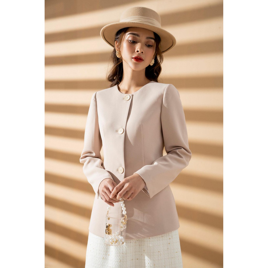 AMELIE Áo khoác cổ tròn túi cơi nắp tay xẻ by Amelie | BigBuy360 - bigbuy360.vn