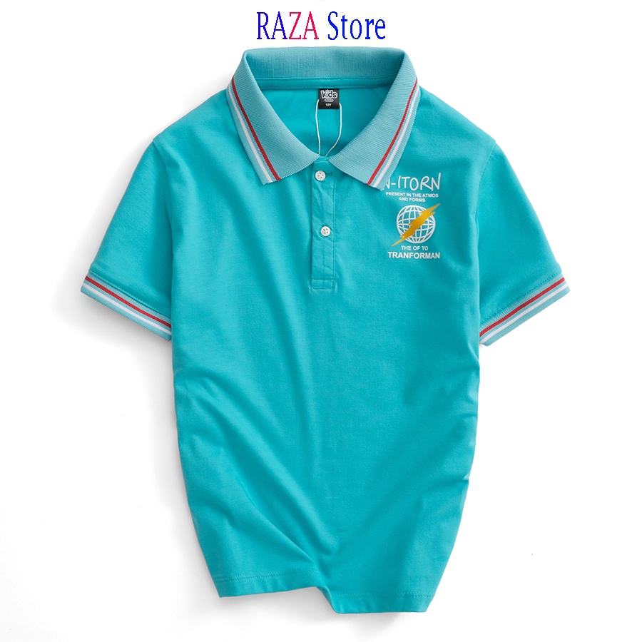 Áo polo bé trai RAZA Store chất liệu cotton cao cấp sợi thoáng mát cho bé từ 18kg đến 45kg RZM16