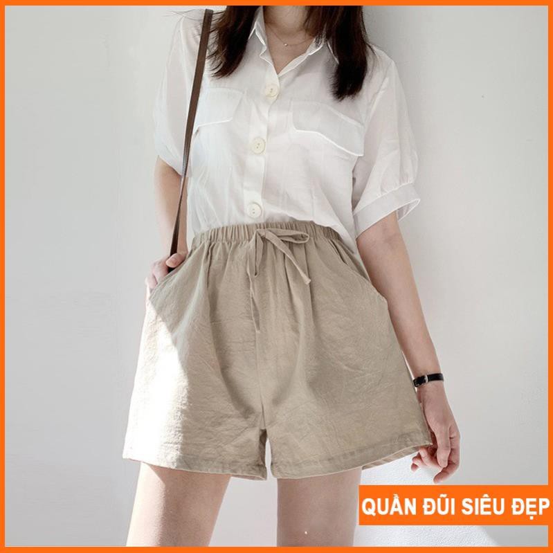 Quần Short đũi Nữ Ống Rộng dáng, Quần Đùi Sooc Nữ chất Đũi cá tính siêu đẹp nhiều màu