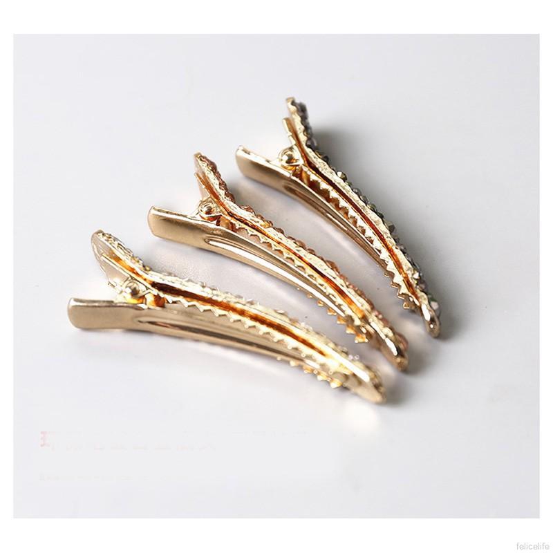 Kẹp tóc kim loại đính hạt giả ngọc trai lấp lánh tạo kiểu tóc độc đáo