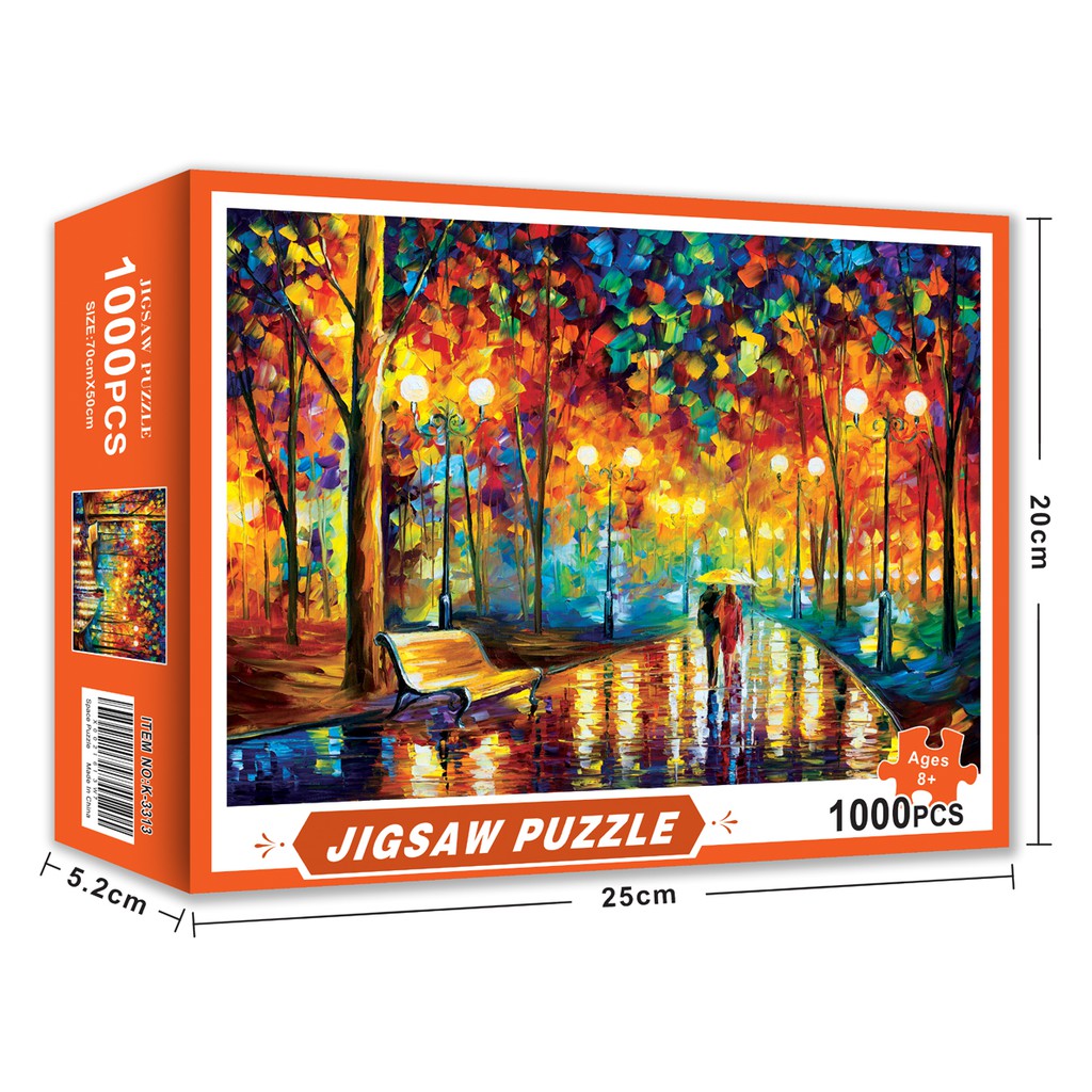 Bộ Tranh Ghép Xếp Hình 1000 Pcs Jigsaw Puzzle Cặp Vợ Chồng Đi Bộ Trong Mưa Thú Vị Cao Cấp-H47