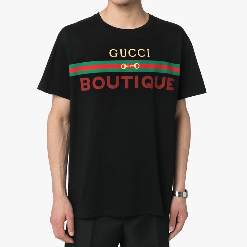 Áo Thun Gucci Tay Ngắn Kẻ Sọc Thiết Kế Cá Tính Cho Nam 548334