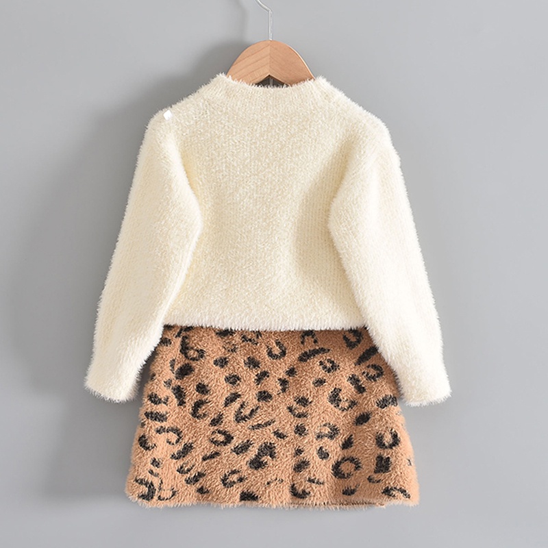 BEAR LEADER Bộ Áo Sweater + Chân Váy In Họa Tiết Da Báo Thời Trang Xuân Thu 2023 Mới Cho Bé Gái