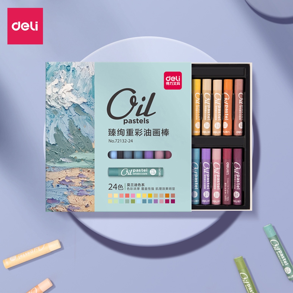 Bút sáp dầu màu Morandi Deli - 24 màu - phiên bản cao cấp - màu sắc trang nhã - 72132