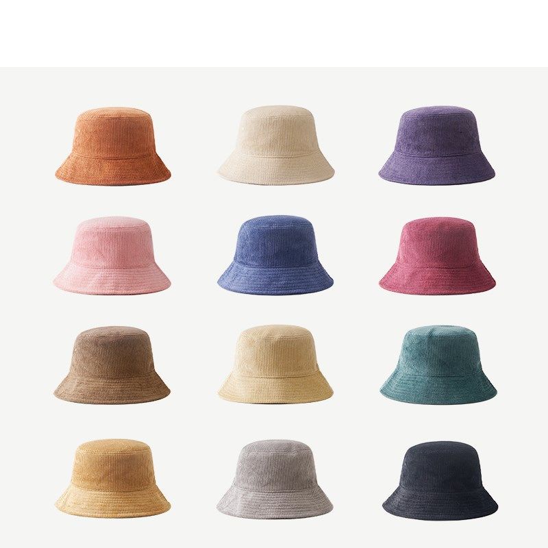 Nón Bucket Chất Liệu Nhung Tăm Có Dây Rút Điều Chỉnh Vòng Đầu