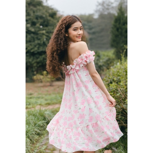 Đầm suông hoạ tiết hoa hồng chất tơ nhẹ nhàng Mori dress