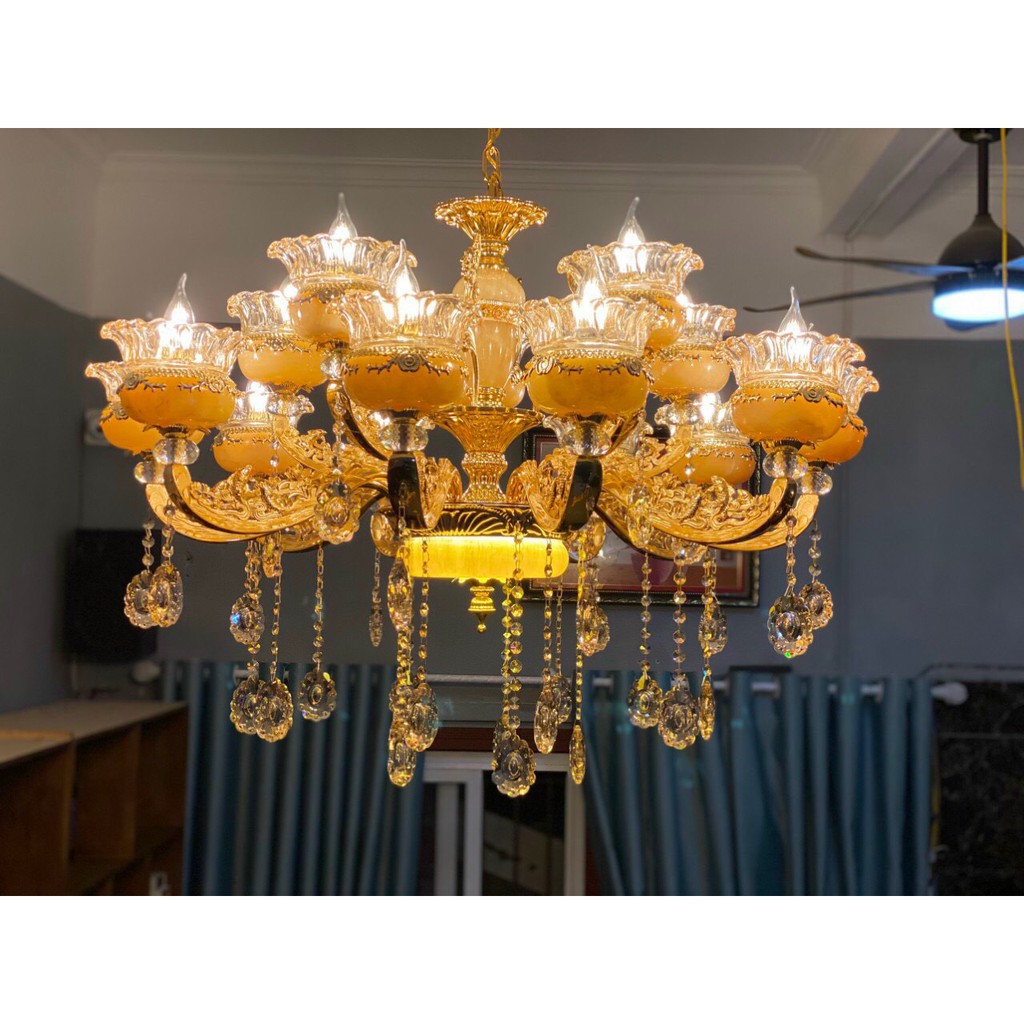 Đèn chùm MONSKY SILVA pha lê trang trí nội thất sang trọng 15 tay - kèm bóng LED chuyên dụng