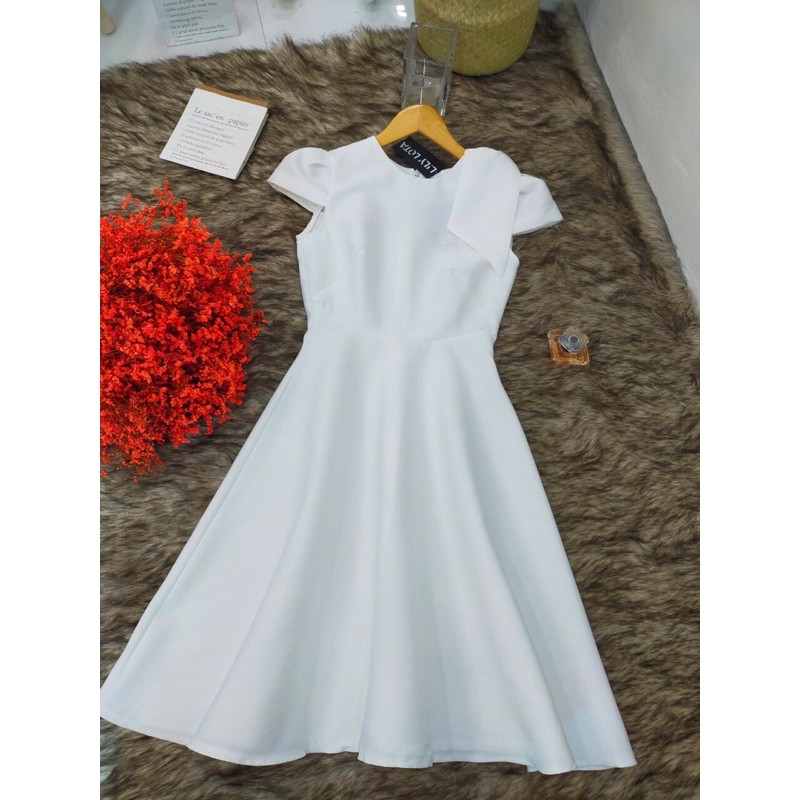 Đầm Xoè Cổ Tròn Tay Con Nơ Vai V728