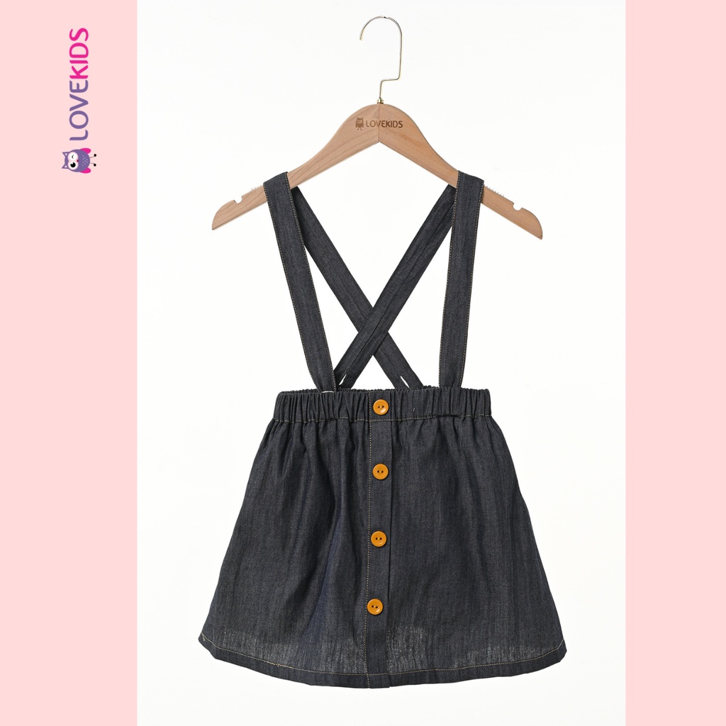 Chân váy yếm bé gái denim phối cúc - Lovekids