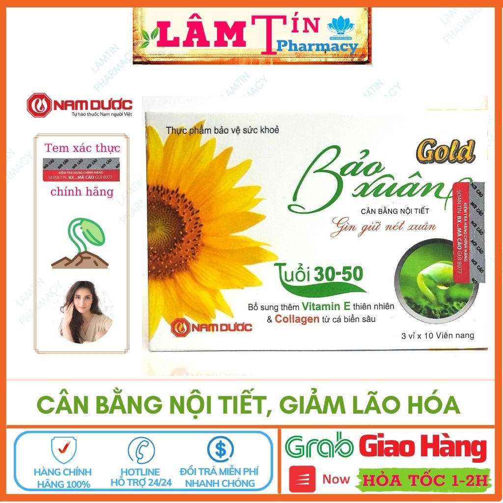 Bảo Xuân Gold - Vàng Cân bằng nội tiết, gìn giữ nét xuân ( dùng phụ nữ từ 30 - 50 tuổi ) -  (1 hộp 3 vỉ *10 viên nang)