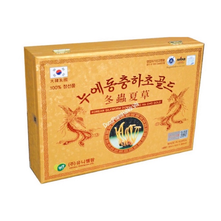[Hàng Chính Hãng] Đông Trùng Hạ Thảo Hộp Gỗ Vàng - Hàn Quốc (dạng nước - 60 gói) [ Hàng Mới Về ]