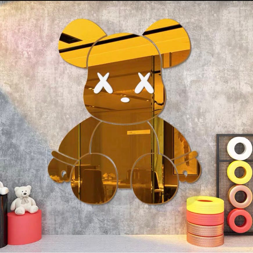 Gấu Bearbrick Tráng Gương Dán Tường decor phòng