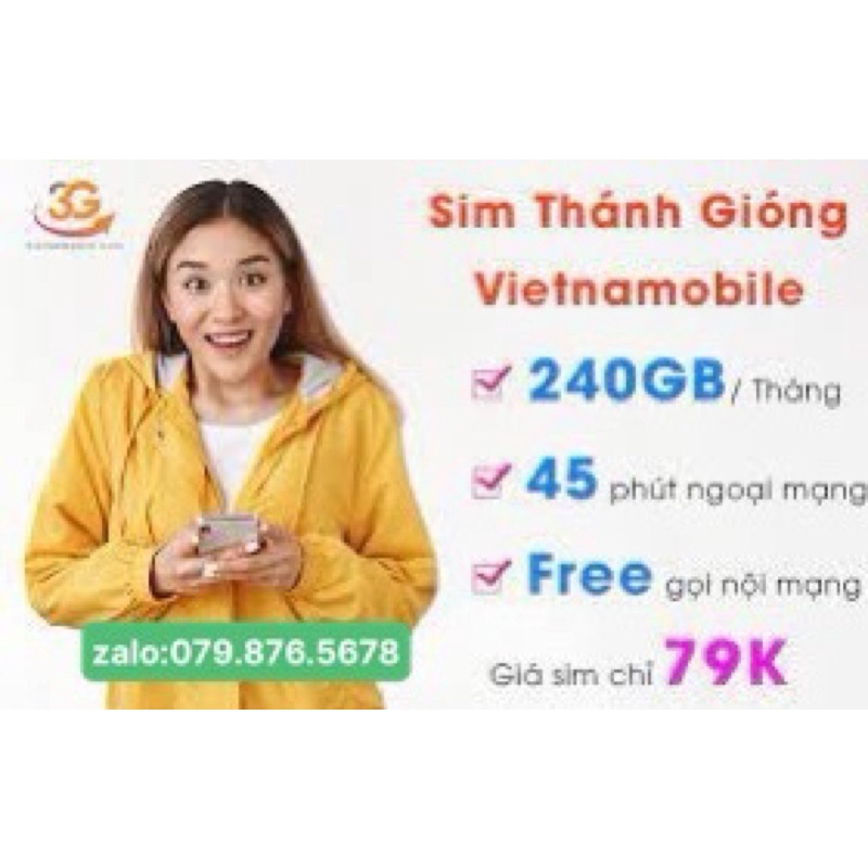 Sim 4G Thánh Gióng Vietnamobile Ưu Đãi Đến 8GB/ngày - Miễn Phí 45 Phút Ngoại Mạng - Gọi Nội Mạng Free