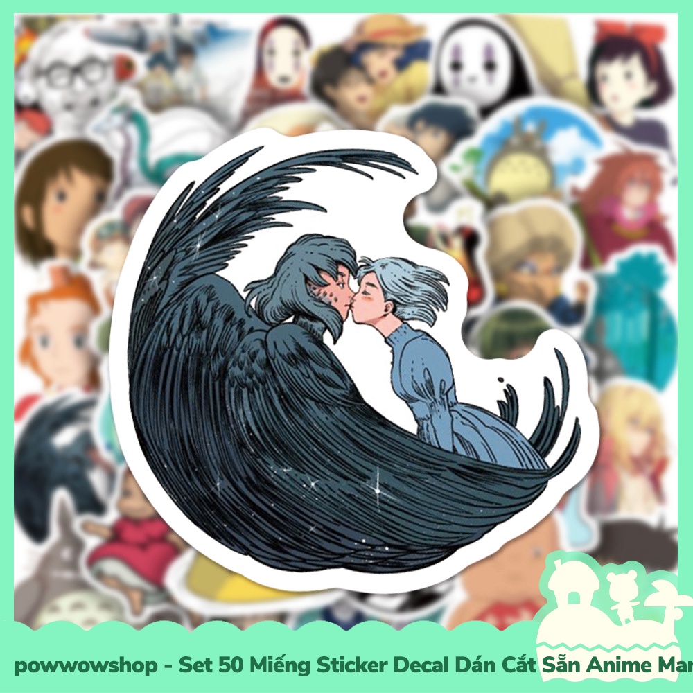 [Sẵn VN - Hỏa Tốc] Set 50 Miếng Sticker Decal Cắt Sẵn DIY Dán Trang Trí Vật Dụng Mẫu Totoro Spirited Away Anime Manga Gh