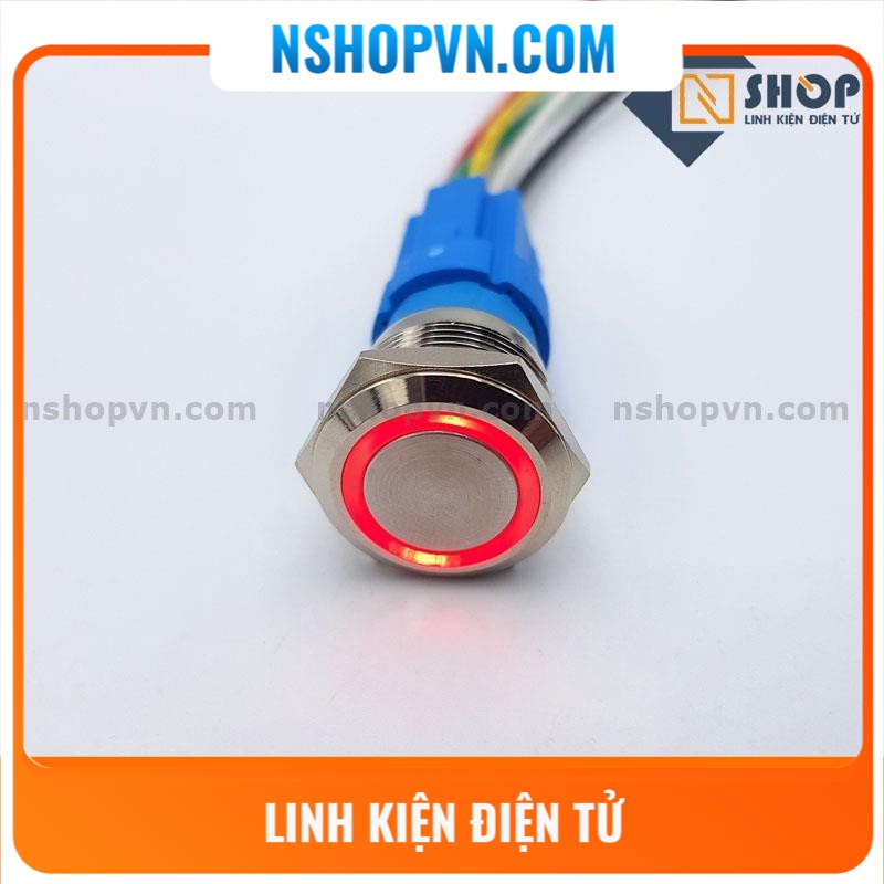 Nút nhấn tự giữ kim loại 19mm có đèn led đỏ, xanh dương, xanh lá