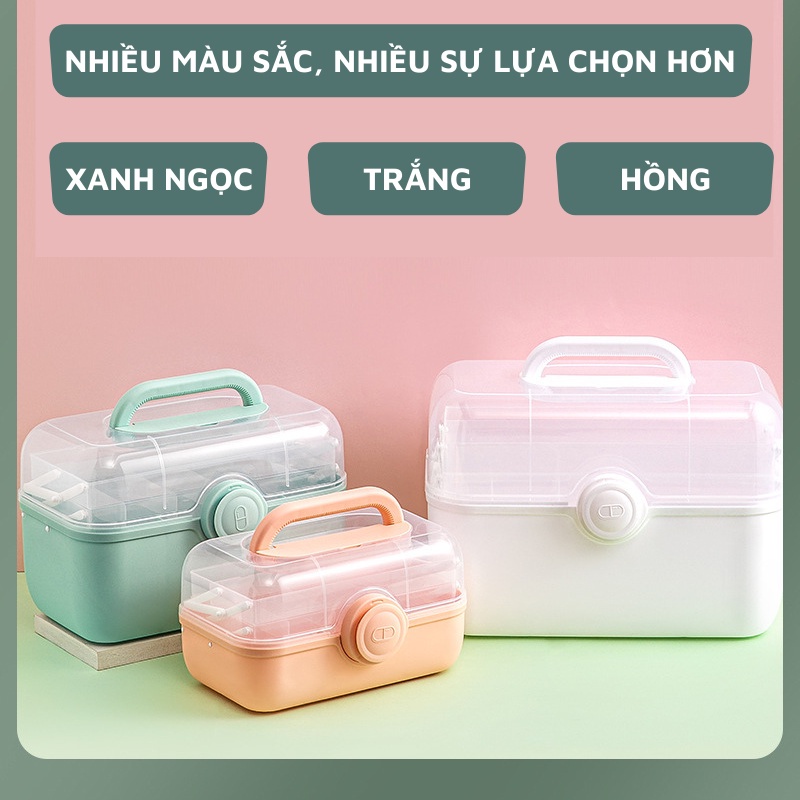 HỘP ĐỰNG THUỐC GIA ĐÌNH 3 TẦNG - Phân loại các loại thuốc, có tay cầm và khoá hộp chắc chắn, chất liệu pp siêu bền