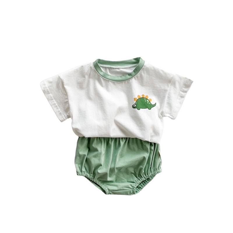 Bộ 2 món áo liền quần tay ngắn + quần Short thời trang mùa hè phong cách Hàn Quốc cho bé sơ sinh