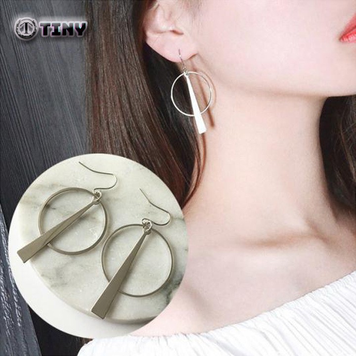 Khuyên tai Hàn Quốc, bông tai nữ khí chất sang chảnh, retro dài hình học phong cách Âu Mỹ