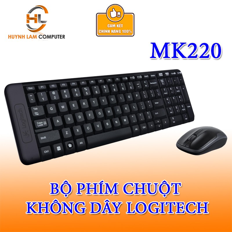 [Mã ELMS5 giảm 7% đơn 300K] Bộ phím chuột không dây Logitech MK220 DGW phân phối