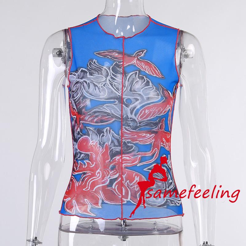 SF Áo Nữ Không Tay Cổ Tròn In Họa Tiết Thời Trang | BigBuy360 - bigbuy360.vn