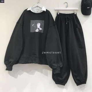 SET QUẦN NỈ TRƠN + SWEATER CÔ GÁI