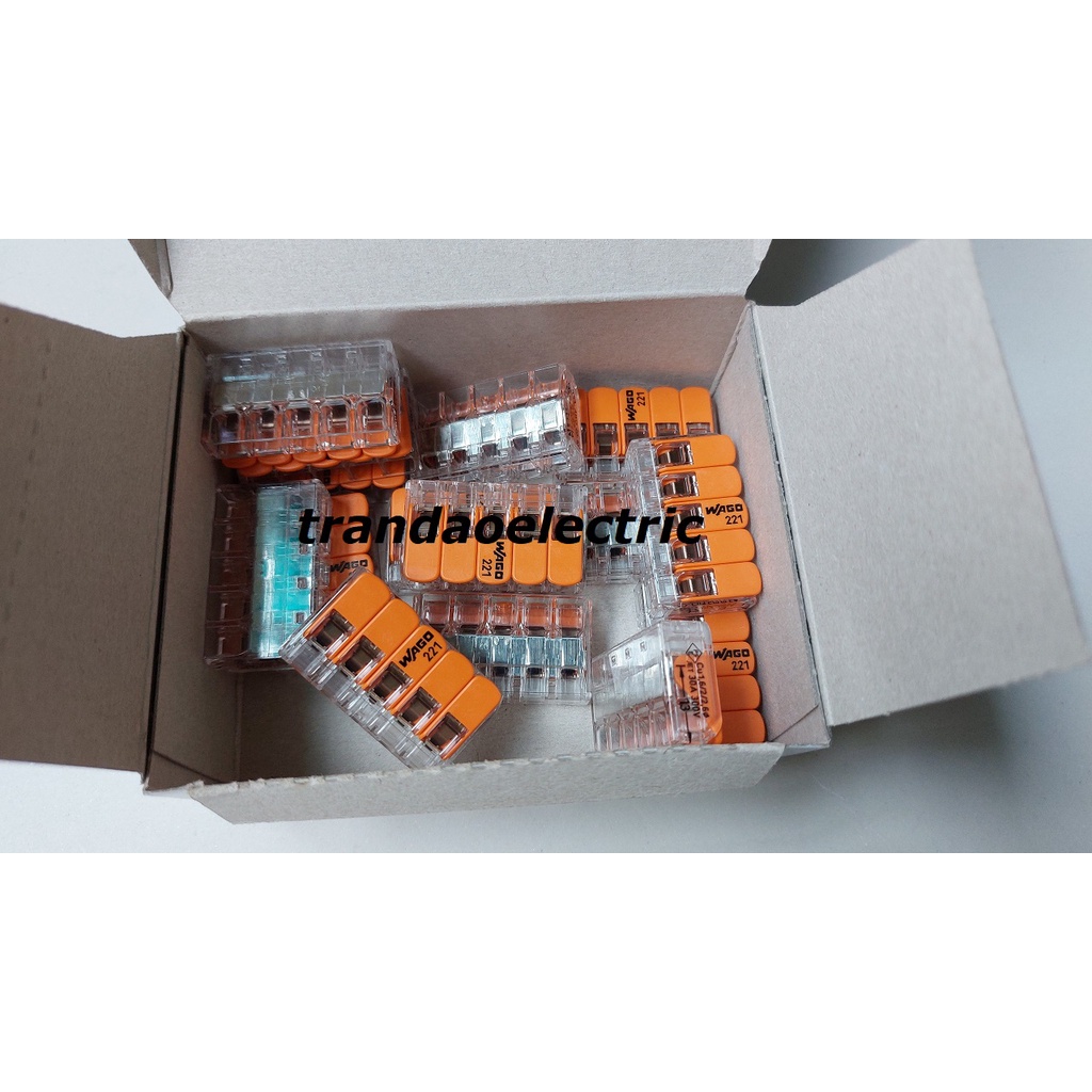 Đầu nối dây điện 5 dây 6.0mm2 41A WAGO COMPACT 221-615